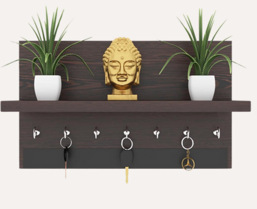 WALL  SHELF WITH KEY  HOLDER