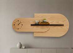 WOODEN CLOCK WITH SHELF