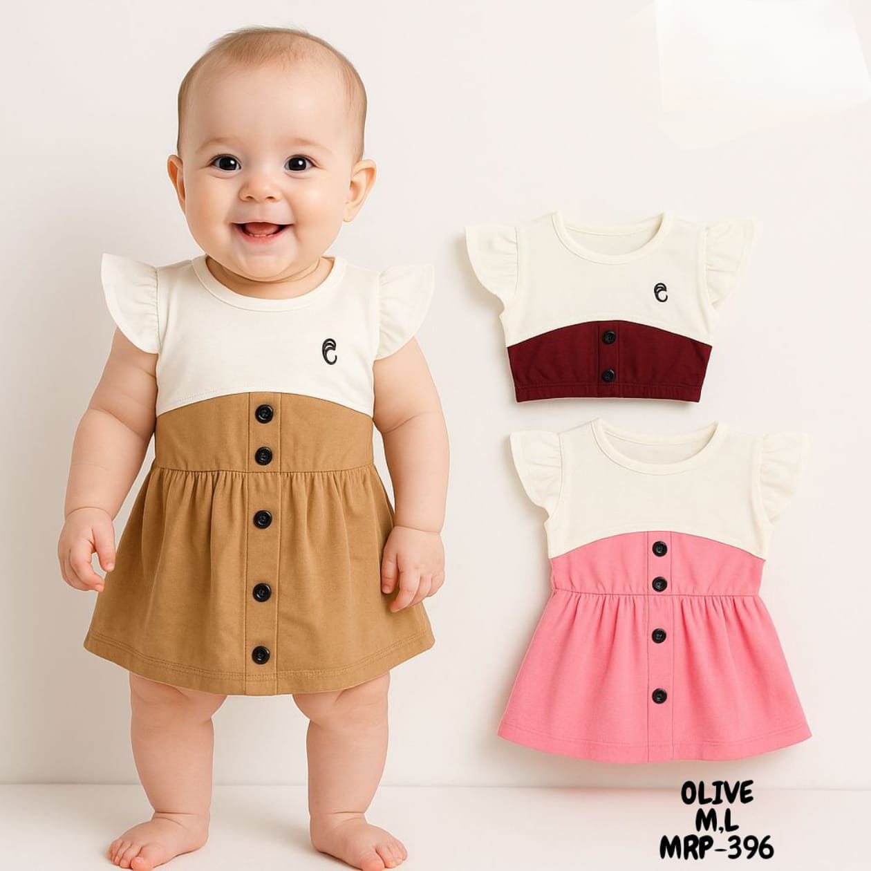 BERRIES OLIVE BABY GIRL DRESS